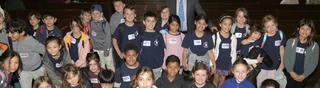 Blumenfield greets local students visiting City Hall.